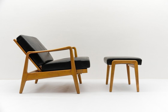 Image 1 of Set di due poltrone e un pouf in stile scandinavo moderno di metà secolo, anni '60