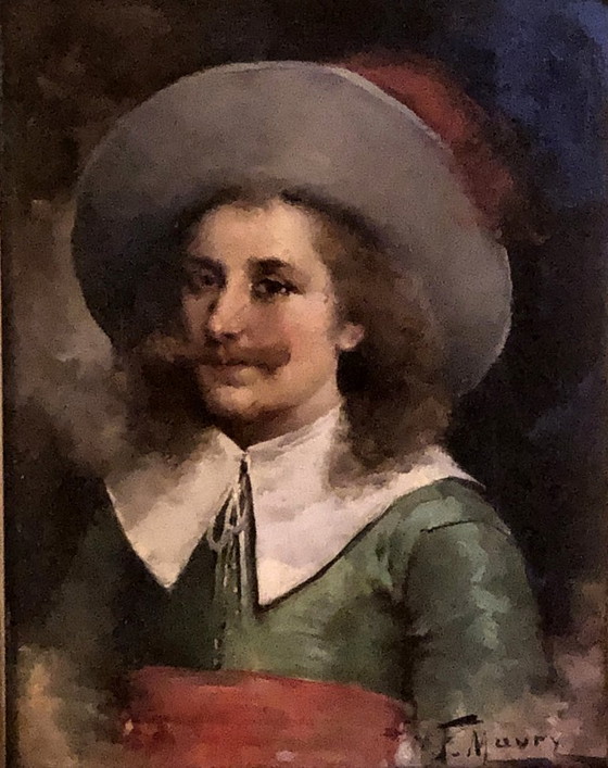 Image 1 of Oil on panel by François Maury (1861–1933) Portrait of a Musketeer – French School, late 19th century