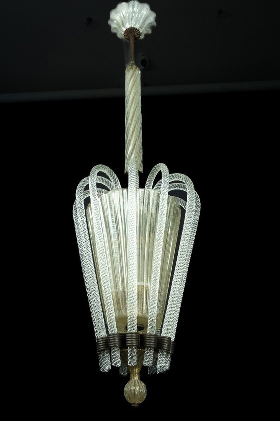 Image 1 of Raro lampadario in vetro di Murano Art Déco di Archimede Seguso, Italia, anni '30
