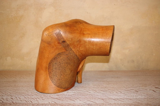 Sculpture aborigène abstraite en bois sculpté et gravé du Mid Century