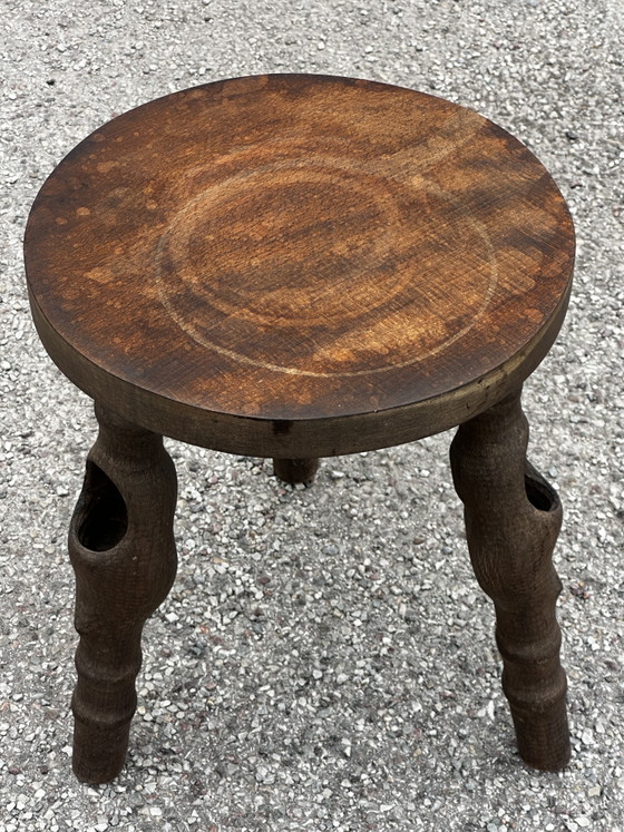 Taburete Trípode Escultórico Gabriel Lucas, Bretaña-Circa 1970 – Wood (photo 6 of 14)