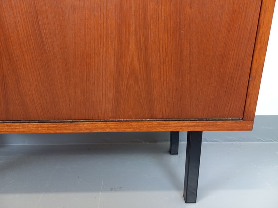 Image 1 of Vintage Scandinavian Modernist Storage Bookcase in Teak and Black Metal from the 60s