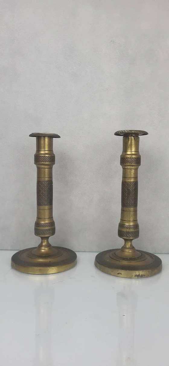 Paar Empire Kerzenhalter – Brass (photo 2 of 9)
