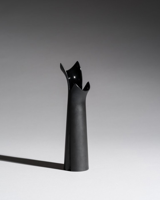 Image 1 of Lino Sabattini Rosenthal "Pianta" Porcelaine Noire Chic Portacandele Duo e Vaso