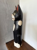 Vintage houten kat zwart wit 41cm