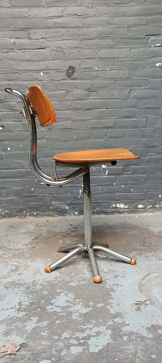 Image 1 of Zeldzame gebr. De wit gispen Bauhaus buizenframe chromen industriële atelier stoel schiedam holland 