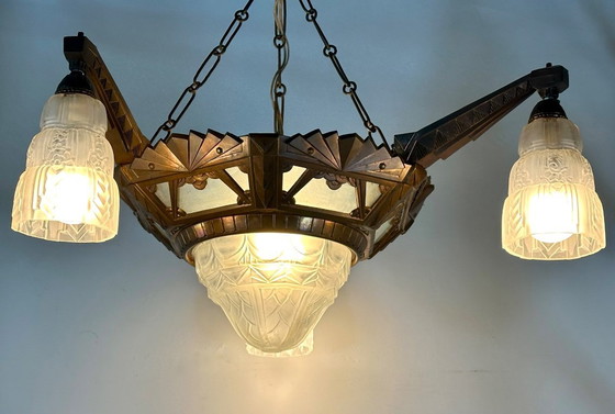 Image 1 of Lustre Art déco 4 feux 1930