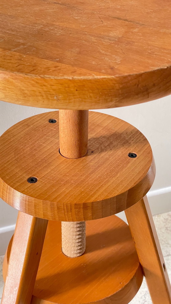 Image 1 of TABOURET HAUT Réglable Hêtre Massif VINTAGE