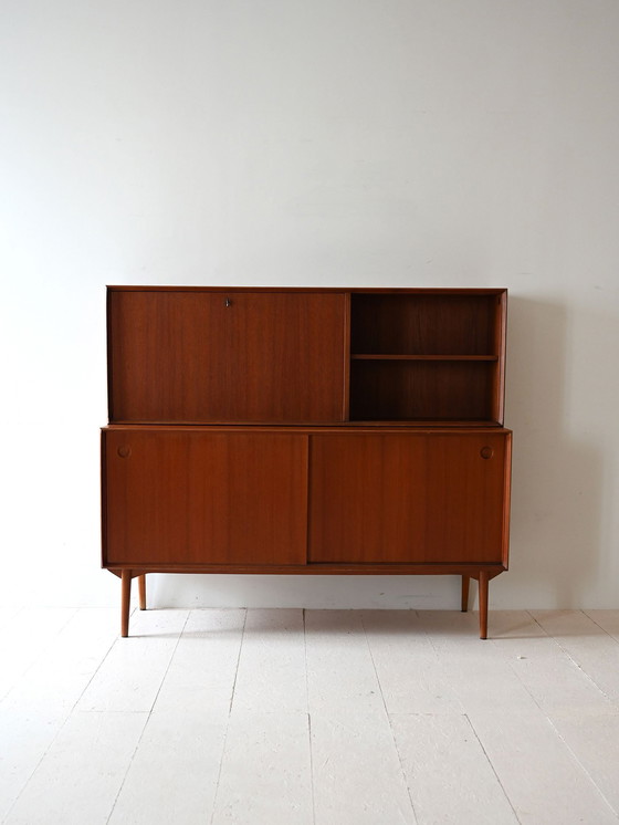 Image 1 of Danish Vintage Sideboard with Drop-Down Door and Sliding Panels