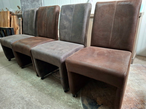 4 sedie da pranzo in pelle mobili, 2 colori