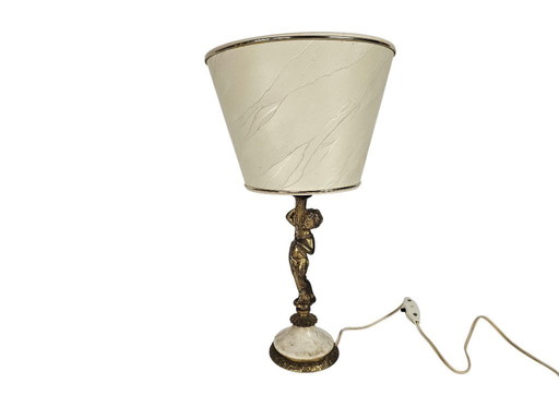 Art Nouveau style - table lamp - gilded - Cupid - marble - 3rd quarter 20th century