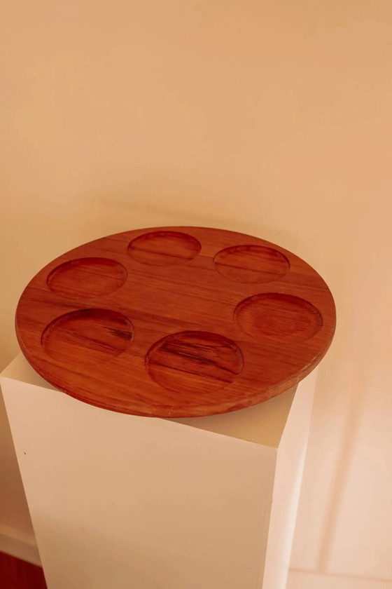 Rotating aperitif platter "Lazy Susan" in teak – Table accessories, Vintage (photo 4 of 8)