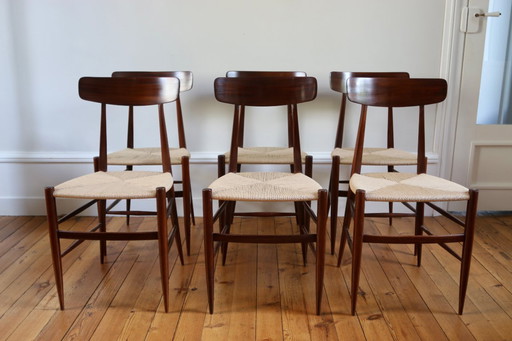 Rare série de 6 chaises vintage corde italienne Eredi Marelli, 1950