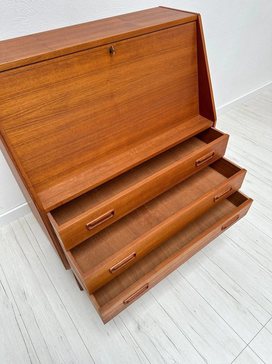Secrétaire Vintage Danois Design Teck des Années 1960 par Dyrlund, Bureaux, Bois, Marron (photo 10 sur 13)