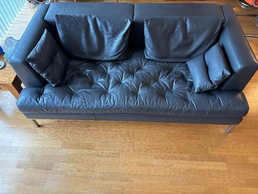 Divano a 3 posti De Sede, grigio DS-0040/03 con poggiapiedi abbinato DS-0040/05