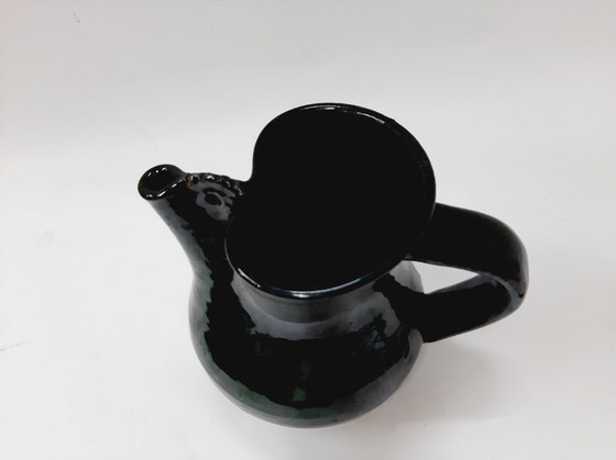 Image 1 of Vintage Glazed Ceramic Green Pitcher