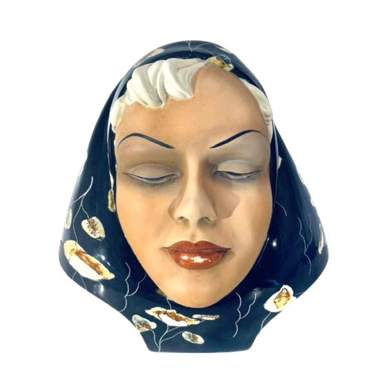 Triart Bassano Buste Visage de Femme avec Voile Sculptures, 1940 – Ceramic, Art Deco (photo 15 of 15)