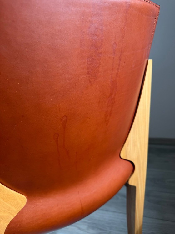 Image 1 of Original Matteo Grassi designer chairs in rare cognac leather – set of 8 in