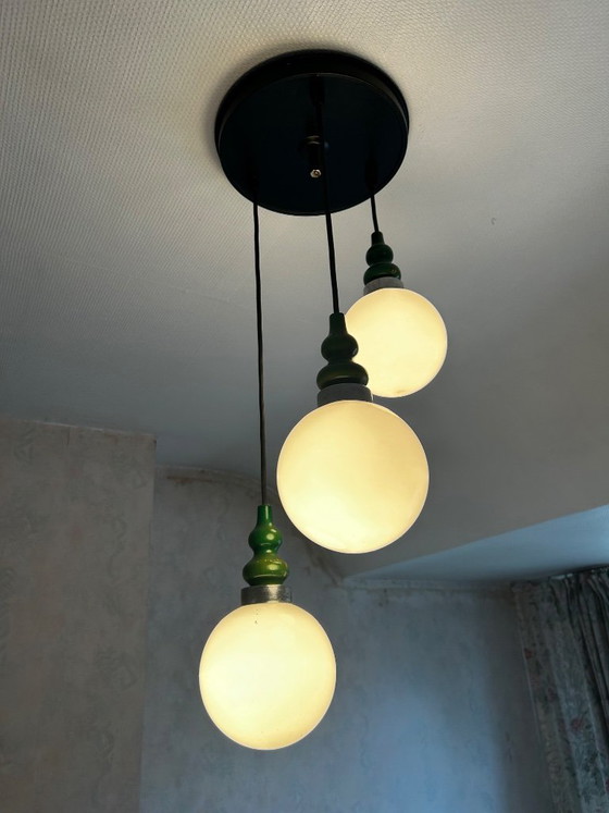Lampada a sospensione vintage a 3 punti luce (altezza regolabile) – Lampade a sospensione, Glass, Metal (photo 2 of 8)