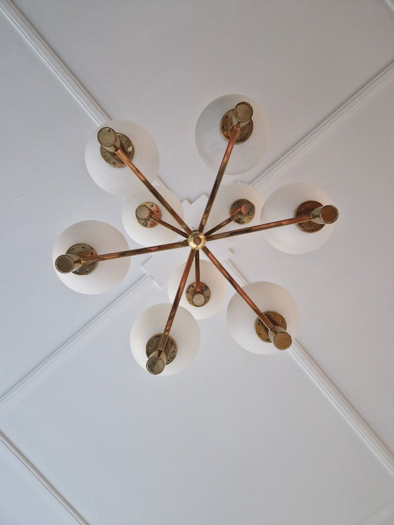Lampada a sospensione vintage - Anni '50 a '60 - Italia – Lampade a sospensione, Vetro, Ottone (photo 5 of 15)