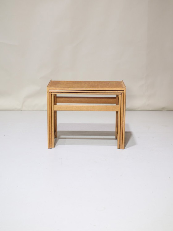 Image 1 of Nesting tables oak side tables Danish vintage