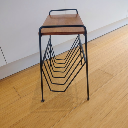 Scandinavian Vintage Teak Shelf Magazine Rack