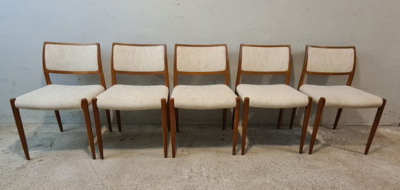 Image 1 of 5 Vintage, design stoelen. Niels O. Møller Danmark Model 80