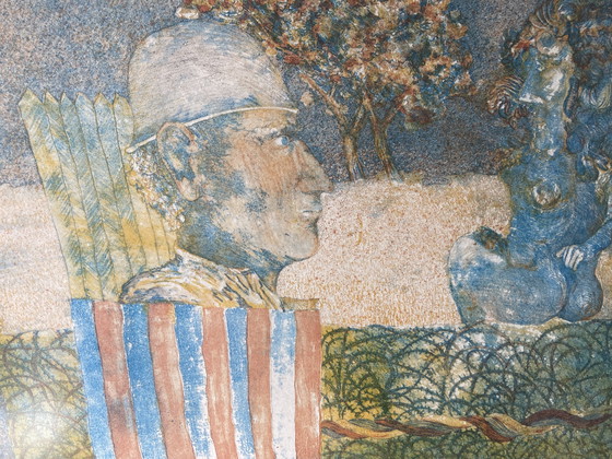 Image 1 of Silkscreen print 'The Watchman' by Peter Gentenaar 1974.