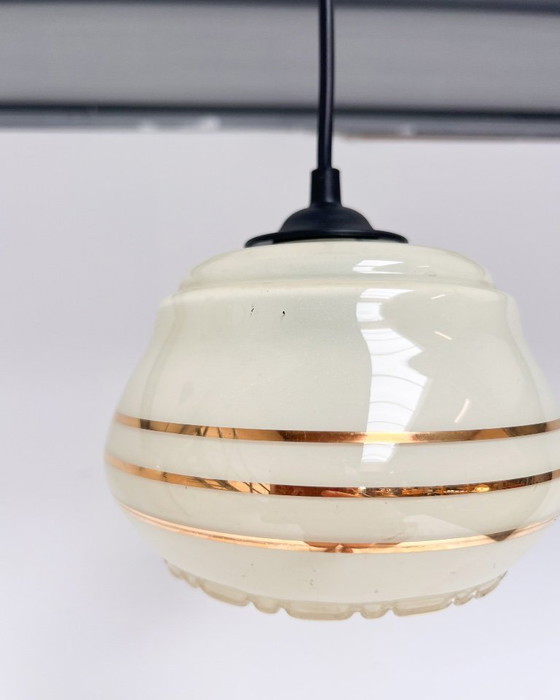 Set di 2 lampade da soffitto rotonde vintage beige, anni '60 – Lampade a sospensione, Glass (photo 8 of 8)