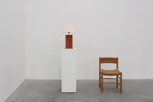 Vintage red marble table lamp by Camille Breesch in Hollywood regency style
