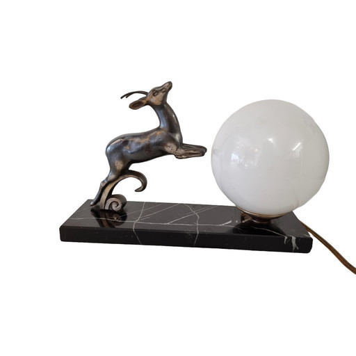 Lampe Art déco française avec gazelle, années 1930
