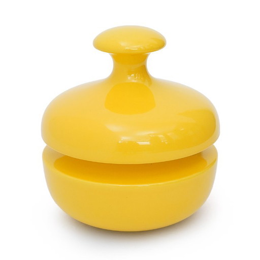 Yellow ceramic vase with lid by Enzo Bioli for Il Picchio, 1970s