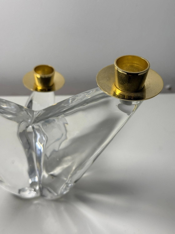 Lampadario modernista in cristallo massiccio e ottone – Firmato Schneider 1960 – Portacandele, Vetro, Design (photo 11 of 13)