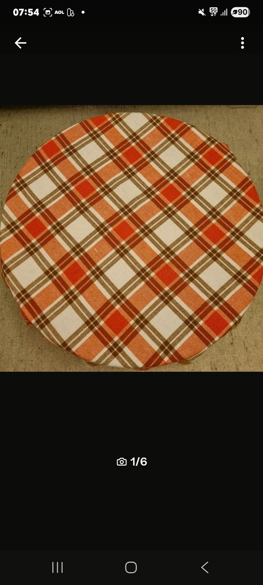 Nappe à carreaux orange des années 1960/70