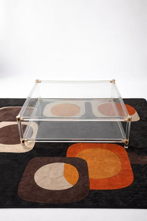 Hollywood Regency large coffee table in acrylic glass