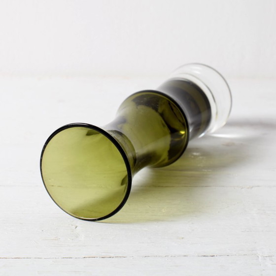 Image 1 of Vintage Small Olive Green Glass Vase - Tamara Aladin Riihimäen Lasi Finland 1960s