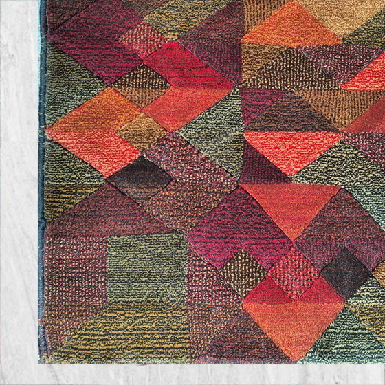 Image 1 of Schitterend geometrisch Italiaans wollen tapijt "Luxor" uit de jaren 80 van Missoni voor T&J Vestor