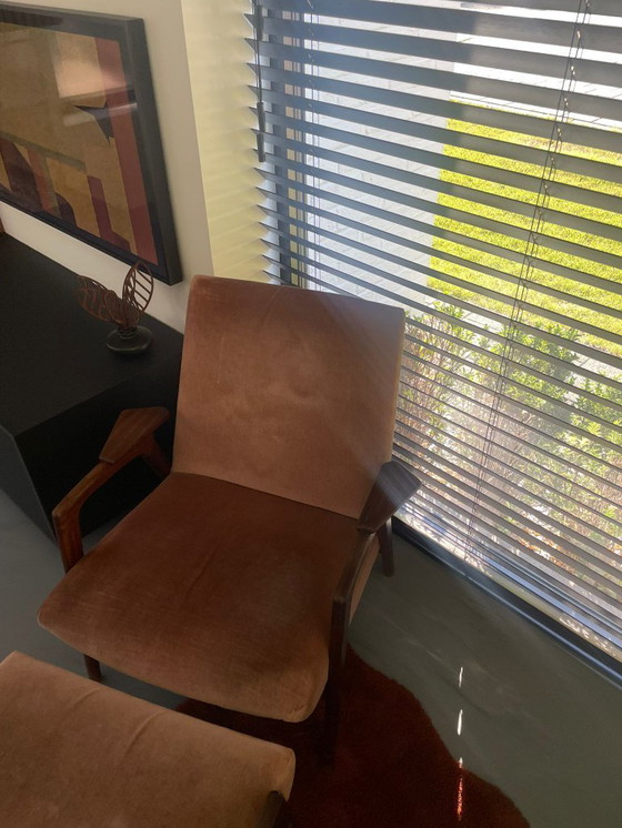 Image 1 of Vintage Deens design fauteuil met voetenbank