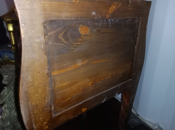 Image 1 of Louis XV marquetry commode with gilt bronze mounts and marble – late 19th century