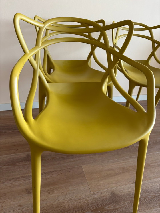 4 Kartell design chairs ocher yellow, Dining chairs, Plastic (photo 2 of 10)