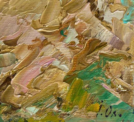Image 1 of Original Oil Painting Village Day Landscape We are returning home