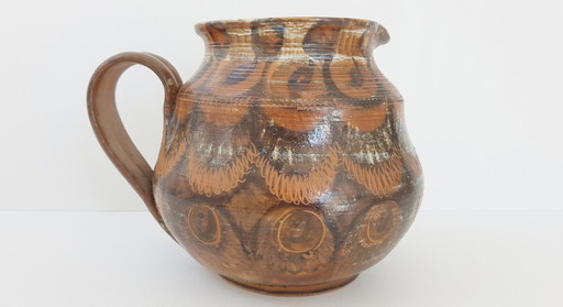 COURJAULT LA CERISAIE 70S VINTAGE STONEWARE PITCHER/VASE JAR/PITCH/VASE