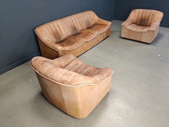 Image 1 of Ensemble de canapés en cuir vintage, années 1960