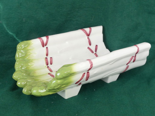Piatto da portata in maiolica di maiolica ciotola di asparagi Sarreguemines