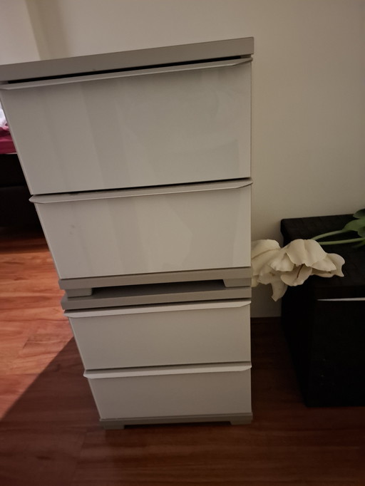 Goossens 2st nachtkastjes, grijs, alu, melkglas