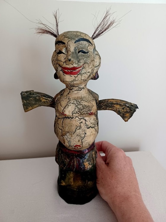 Image 1 of Vietnamese Water Puppet – ‘Laughing Boy’ – Hand‑Carved Wood, Matte Lacquer, 26 cm