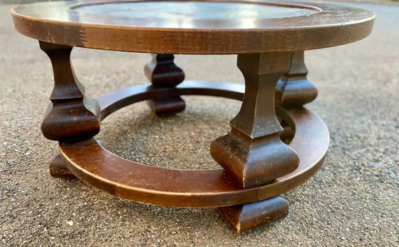 Image 1 of Round coffee table in stone and wood
