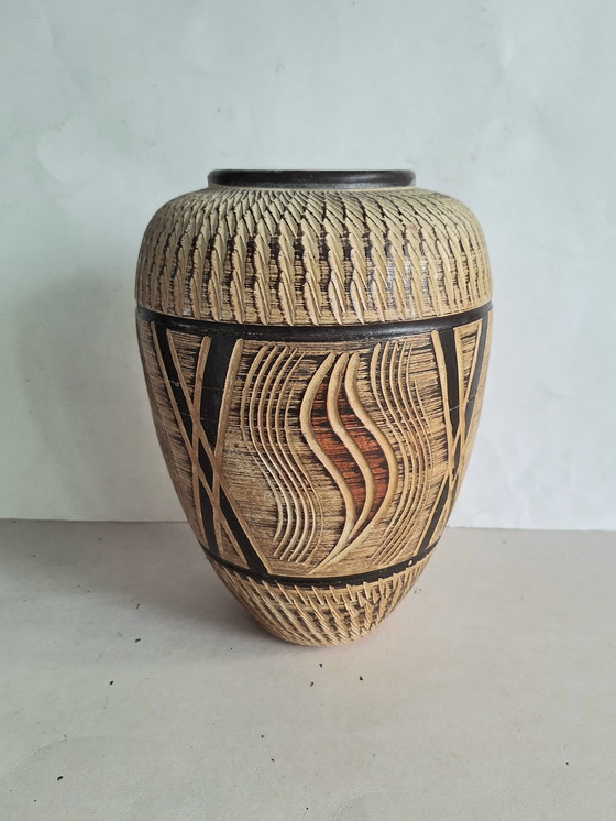 Image 1 of Vaso in terracotta vintage Sawa Keramik Germania tipo Sgraffito. Franz Schaderlapp 1960.