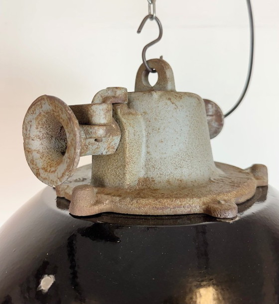 Image 1 of Industriële kooilamp van zwart emaille en gietijzer, jaren 60