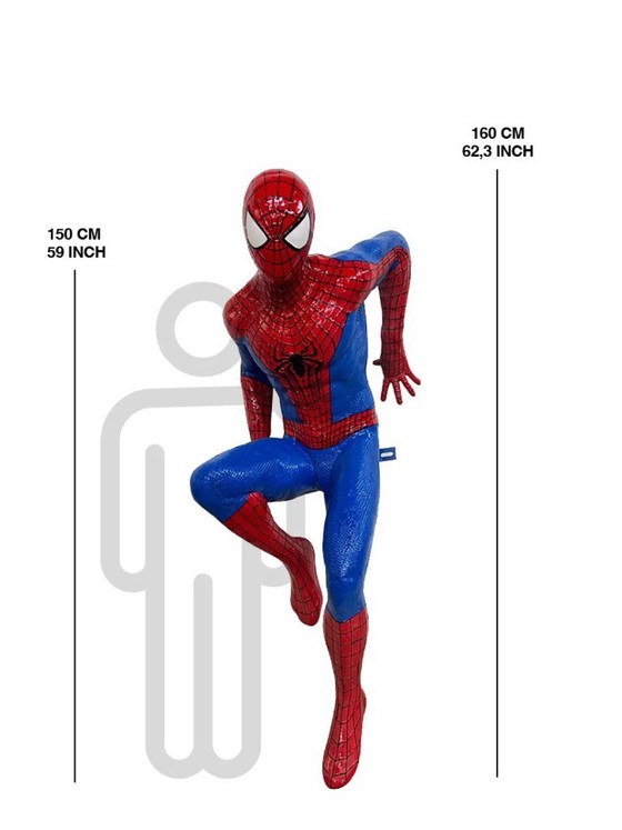 Image 1 of Escultura de fibra de vidrio - Personaje de cómic Spider Hero - Rojo, Azul